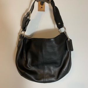Coach black leather medium shoulder bag